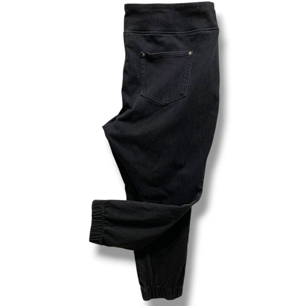 22WP Belle Kim Gravel Petite Womens Plus Size‎ Black Joggers Pull On Pants